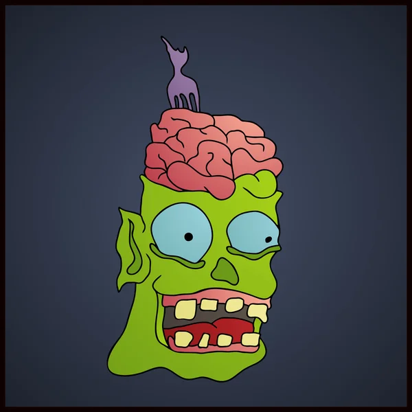 Zombies cara de dibujos animados sobre un fondo oscuro — Vector de stock