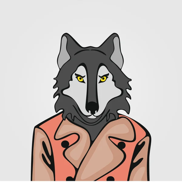 Lobo en forma humana Animales como personas — Vector de stock