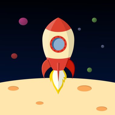 Roket gemisi düz bir tarzda.