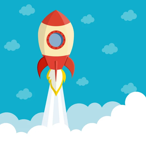 Rocket ship dans un style plat . — Image vectorielle