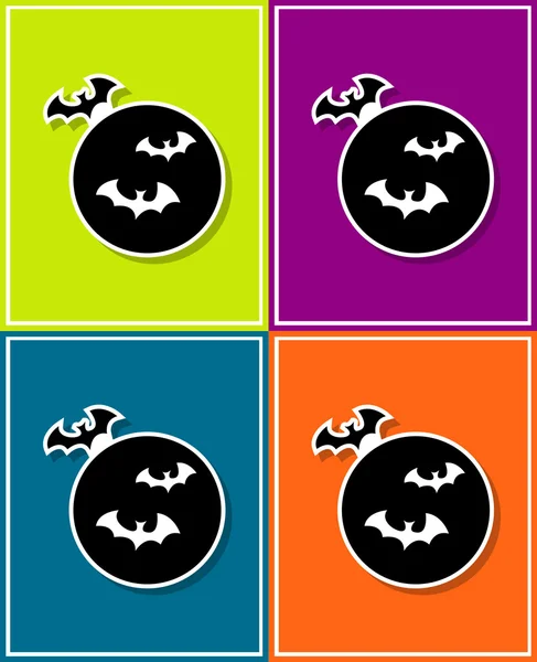 Ícone na praça em um morcego de fundo colorido brilhante — Vetor de Stock