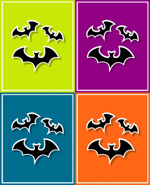 Icon in the square on a bright colorful background bat — Stock Vector