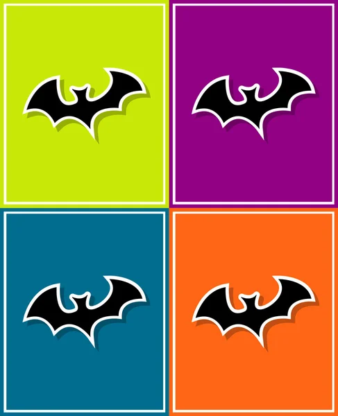 Icon in the square on a bright colorful background bat — Stock Vector