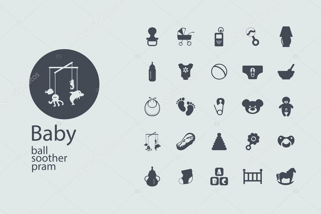Flat concept, design , SEO. Set modern Icons mobile applications and web design. Working optimization: Baby symbols collection
