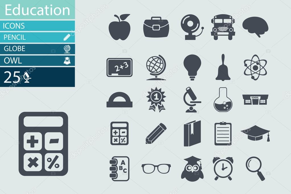 Set of flat design concept icons for education