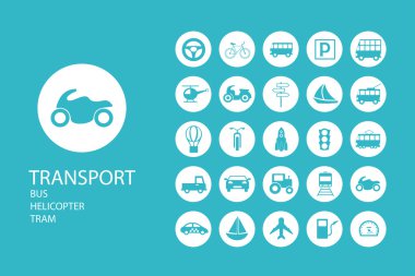 25 adet düz simgeler yaratıcı derleme taşımacılığında Tema Koleksiyonu