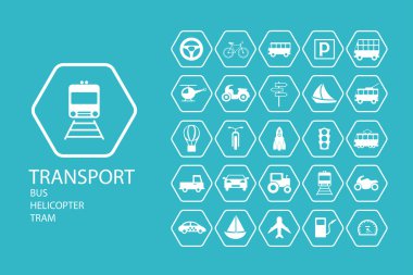 25 adet düz simgeler yaratıcı derleme taşımacılığında Tema Koleksiyonu