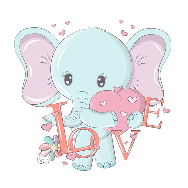 Imágenes Vectoriales Elefante Estilo Kawaii Personaje Dibujos Animados Está Hecho — Vector de stock