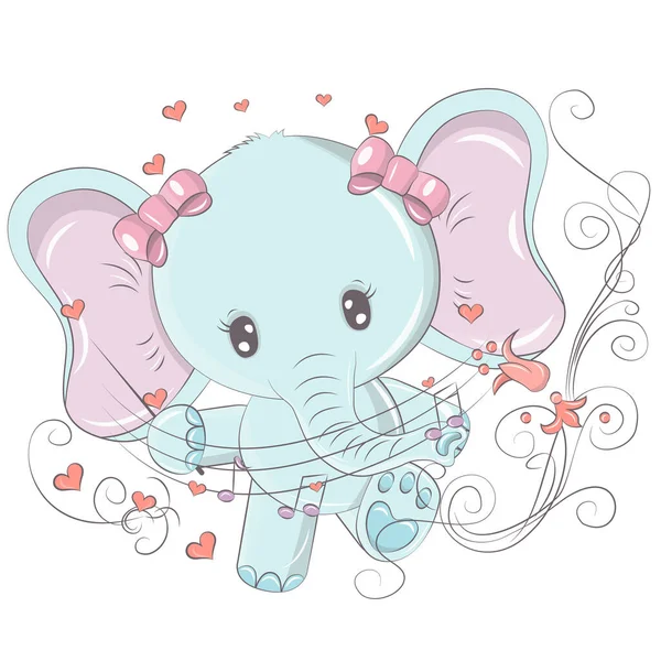 Elefante Estilo Dibujos Animados Aislado Sobre Fondo Blanco Las Imágenes — Vector de stock