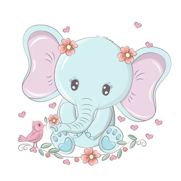 Animal Para Productos Para Bebés Vacaciones Lindo Elefante Con Ojos — Vector de stock