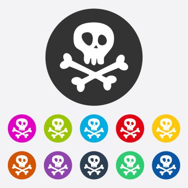 Gölge kafatası ve kemiklerin ile düz modern tasarım