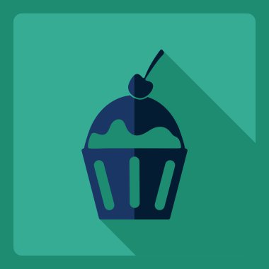 Gölge simgesi kek ile düz modern tasarım