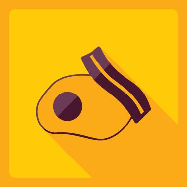 Gölge simgesi pastırma ve yumurta ile düz modern tasarım