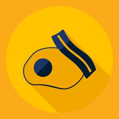 Gölge simgesi pastırma ve yumurta ile düz modern tasarım