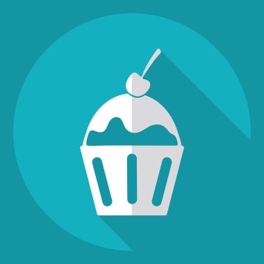 Gölge simgesi kek ile düz modern tasarım