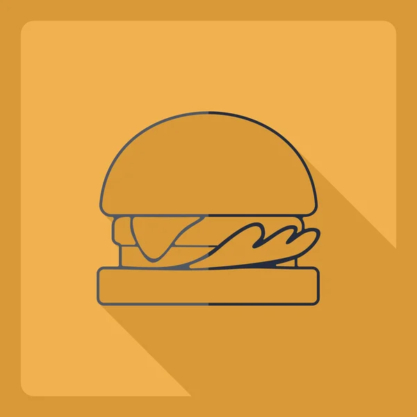 Flaches modernes Design mit Schatten-Ikone Hamburger — Stockvektor