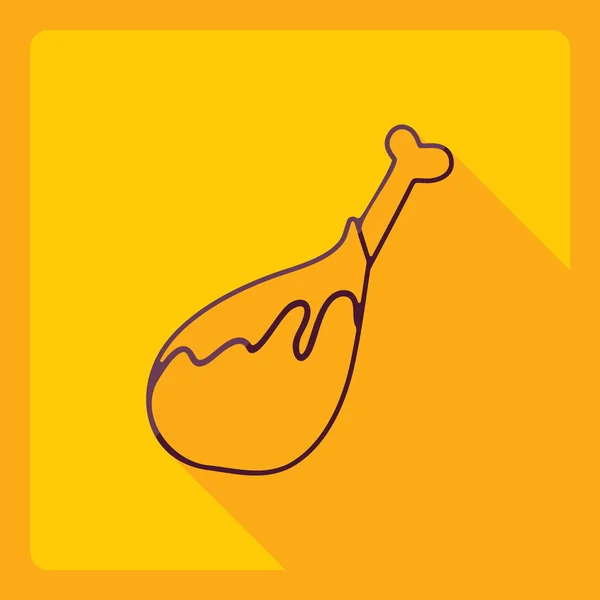 Design moderne plat avec ombre Icône cuisses de poulet — Image vectorielle