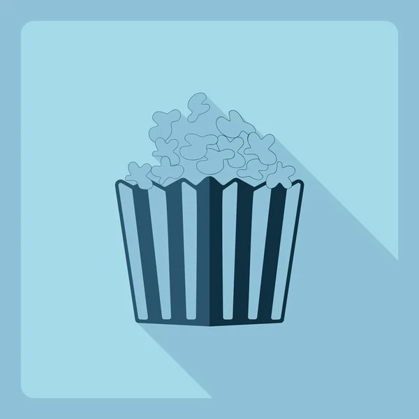 Platt modern design med skugga ikonen popcorn — Stock vektor