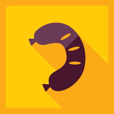 Gölge simge sosis ile düz modern tasarım