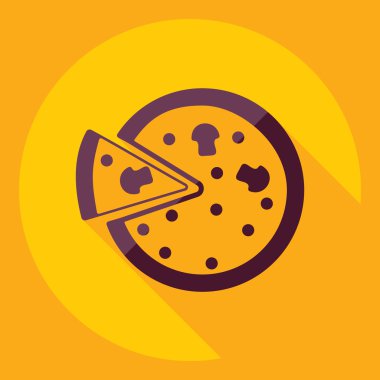 Gölge simgesi pizza ile düz modern tasarım