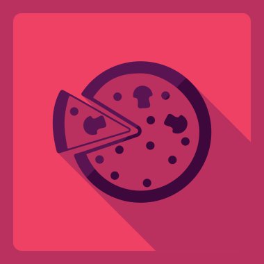 Gölge simgesi pizza ile düz modern tasarım