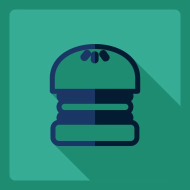 Gölge simgesi burger ile düz modern tasarım