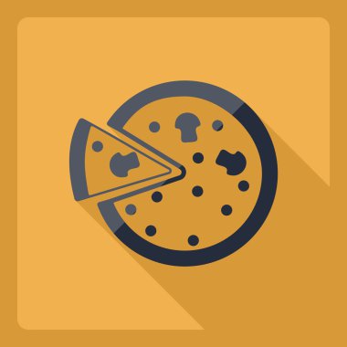 Gölge simgesi pizza ile düz modern tasarım