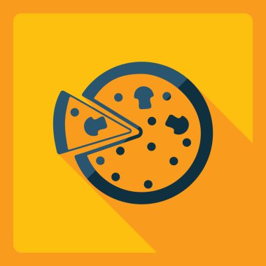 Gölge simgesi pizza ile düz modern tasarım