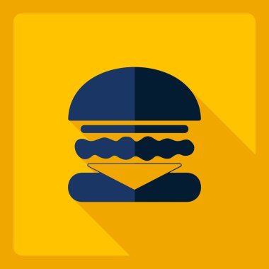 Gölge simgesi burger ile düz modern tasarım