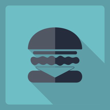 Gölge simgesi burger ile düz modern tasarım