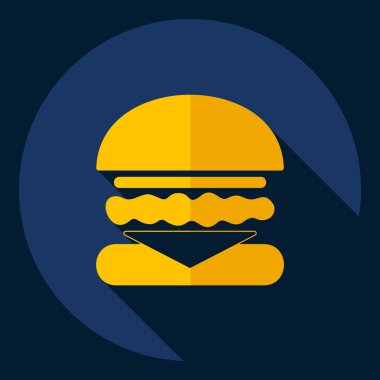 Gölge simgesi burger ile düz modern tasarım