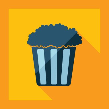 Gölge Kova patlamış mısır ile düz modern tasarım