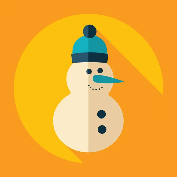 Design modern plat cu umbră, om de zăpadă — Vector de stoc