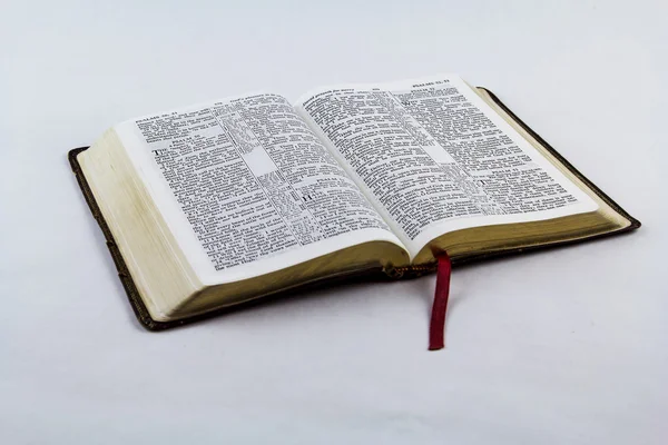 Otevřete Bibli na bílém pozadí — Stock fotografie