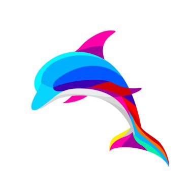 Güzel renkli zıplayan yunus logosu