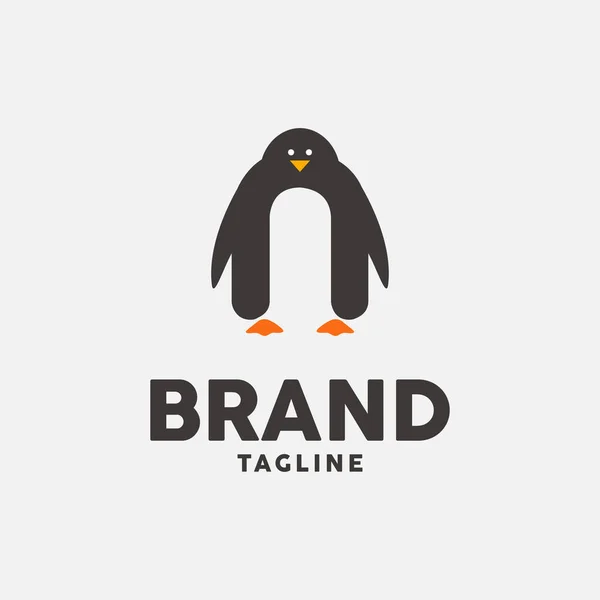 Roztomilé Tučňák Malé Písmeno Logo — Stockový vektor
