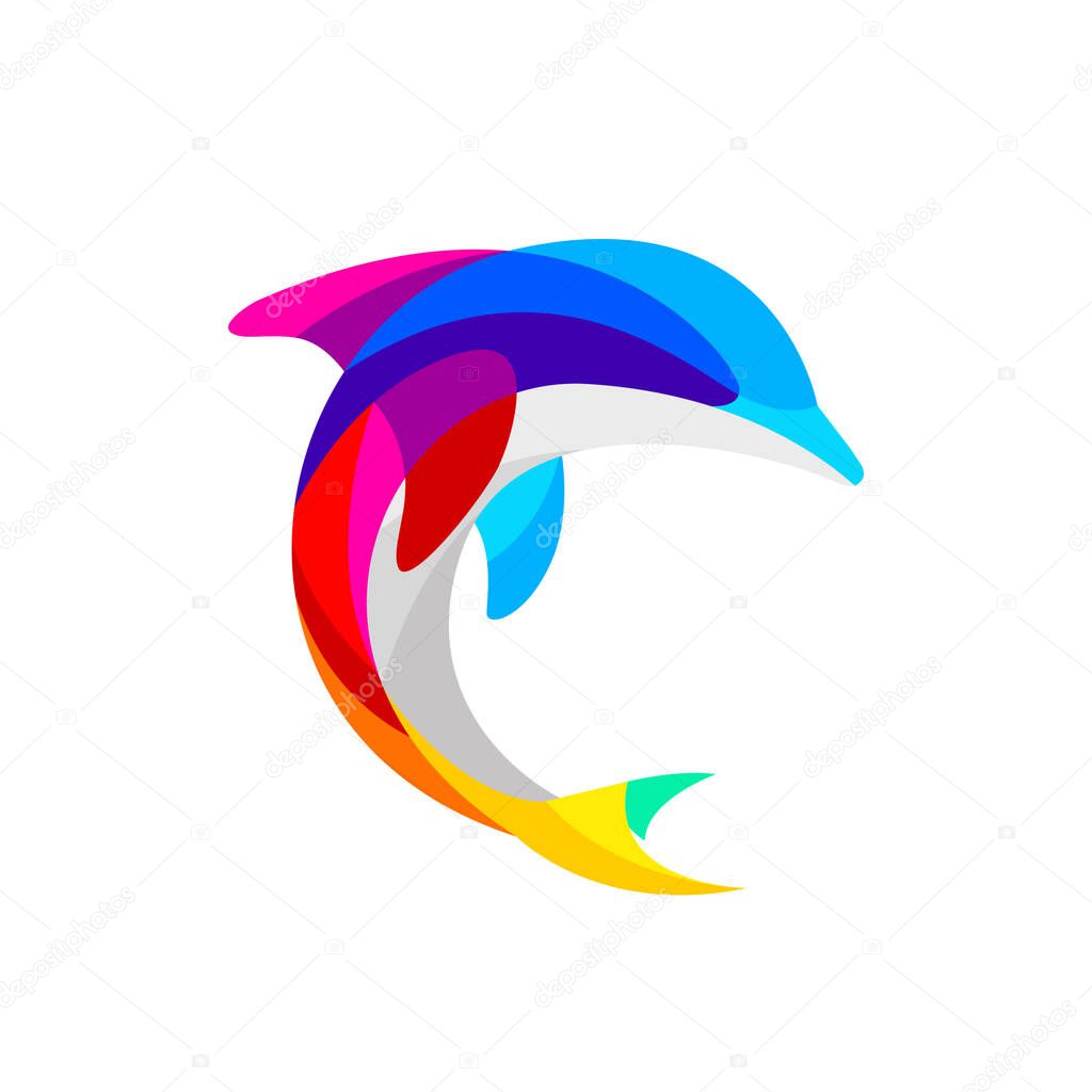 Colorful dolphin jump logo