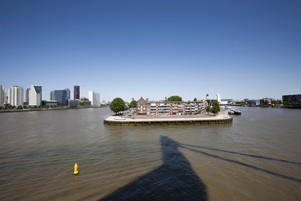 Rotterdam vista dal ponte Erasmus e dalla sua ombra — Foto Stock