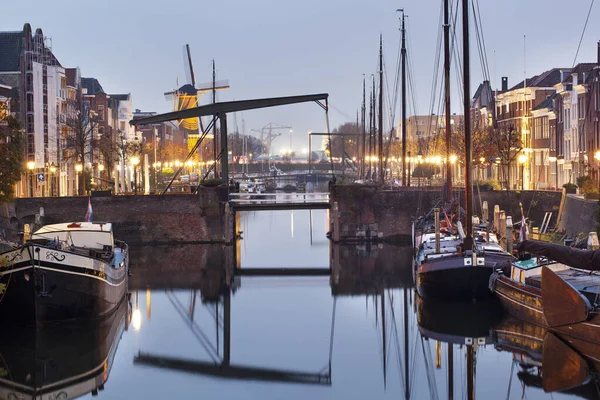 Rotterdam Netherlands November 2020 Historical House Boats Moored Delfshaven Rotterdam — Stock Photo, Image
