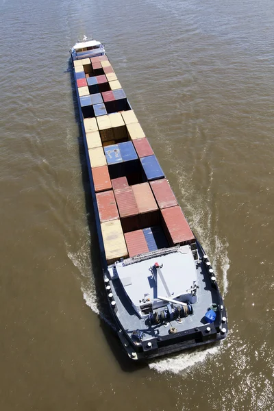 Container barge — Stockfoto