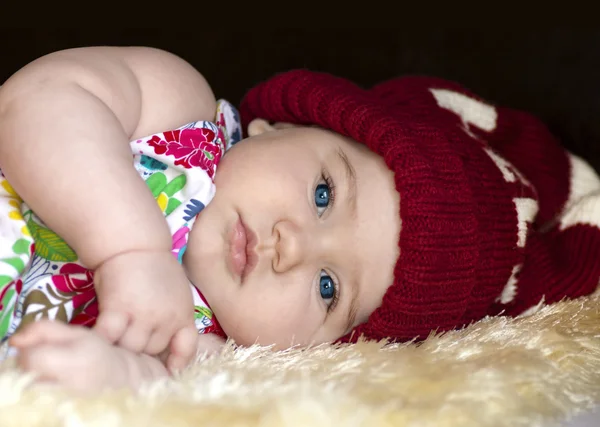 Cute hood happy baby — Stock Photo, Image