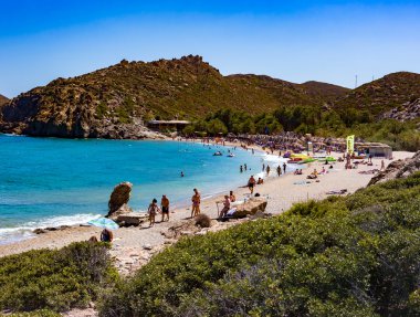 Vai Beach, güneşli gün Crete, Yunanistan