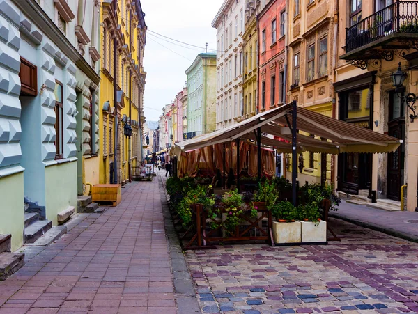 Rua de cidade velha, Lviv — Fotografia de Stock