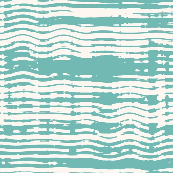 Aegean teal broken stripe seamless background with grunge wave texture. Summer coastal living style rustic grunge home decor fabric . Turquoise dyed washed and weathered textile repeat pattern. — Stock Photo, Image