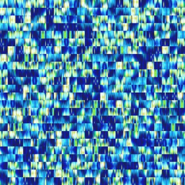 Optik düşük polyester piksel ızgara boya bulanık doku arka planı. Kusursuz yıkanmış geometrik ombre etkisi. 80 'lerin tarzı eski kare şekilli. Yüksek çözünürlüklü funky plaj giyin moda tekstil.