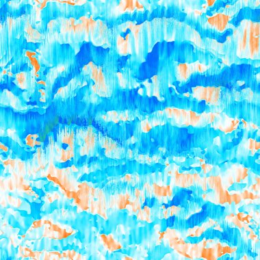 Dalgalı yaz boyası arka planı. Plaj mayosu için farklı renk karışımı, modaya uygun moda baskı. Boho dijital suluboya efekti damlatıyor. Yüksek çözünürlüklü, kusursuz desen materyali.