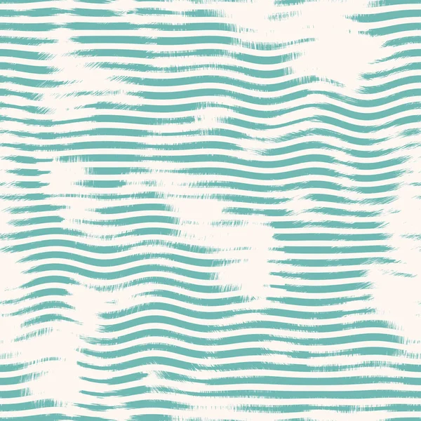 Egeo teal rotto striscia senza cuciture sfondo con grunge wave texture. Estate costiera stile di vita rustico grunge home decor tessuto. Turchese tinti lavati e intemperie modello ripetizione tessile. — Foto Stock