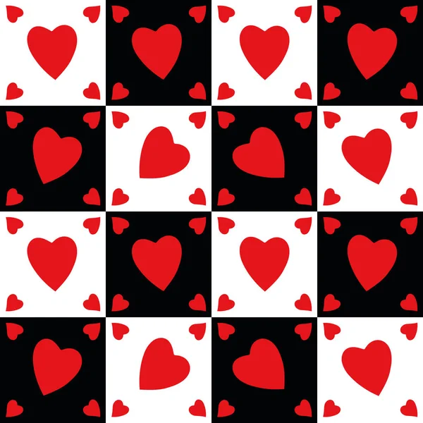 Heart Black White Alternating Pattern Background — Stock Photo, Image