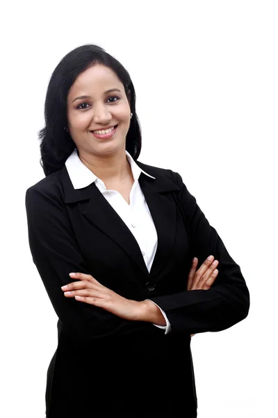 Confident Businesswoman against white background — Stock Photo, Image
