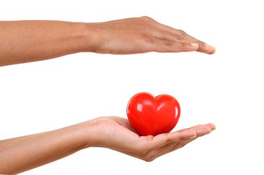 El tutma kırmızı kalp şekli